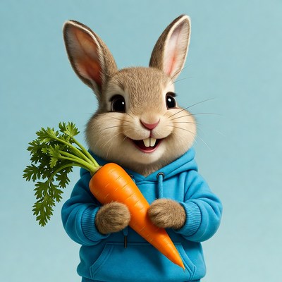 Cute Bunny Holding Carrot