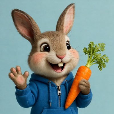 Cartoon bunny holding carrot