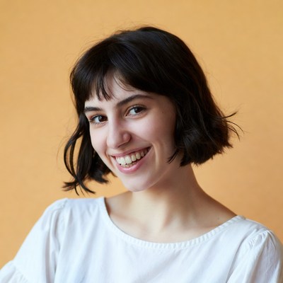 Smiling woman with bob haircut