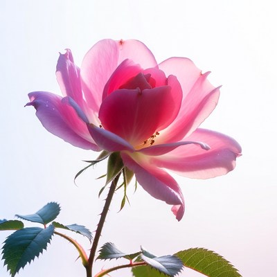 Pink Rose on White Background