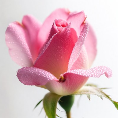 Pink Rose with Dew Drops