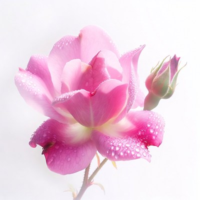 Pink Rose with Dew Drops
