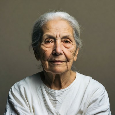 Elderly woman with white hair