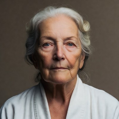 Elderly woman with white hair
