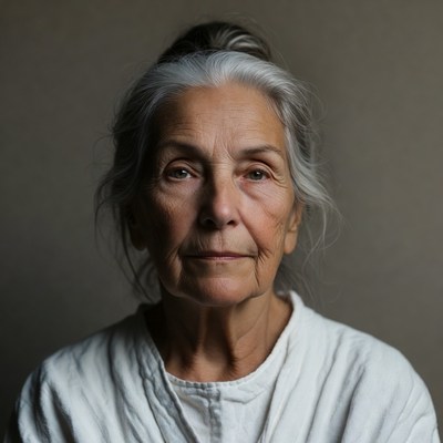 Elderly woman with silver hair