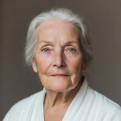 Elderly woman with white hair