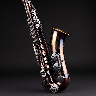Shiny Alto Saxophone on Black Background