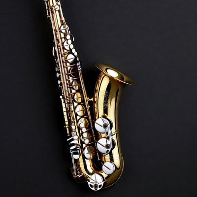 Shiny Gold Saxophone on Black Background
