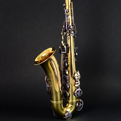 Shiny Gold Saxophone on Black Background