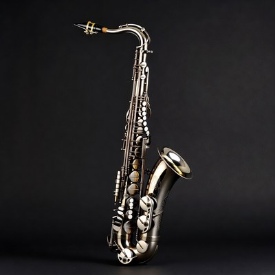 Shiny Alto Saxophone on Black Background