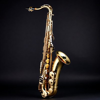 Golden Saxophone on Black Background