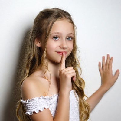 Girl making shush gesture