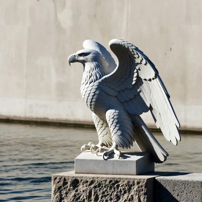 White eagle statue on pedestal