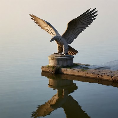 Eagle Statue on Pier by Water