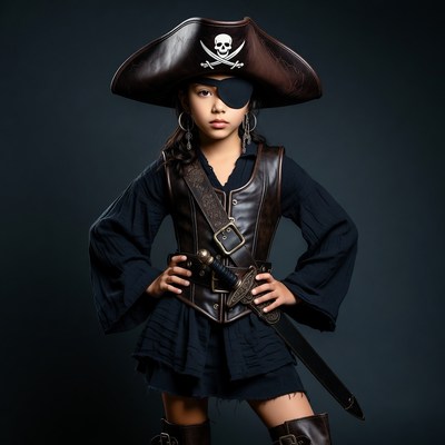 Asian girl in pirate costume