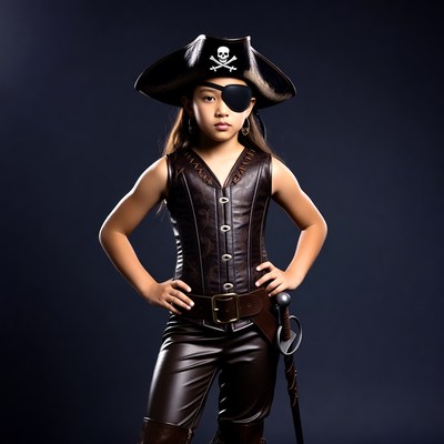 Asian girl in pirate costume