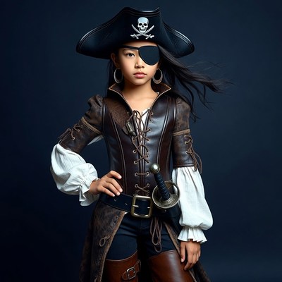 Asian girl in pirate costume