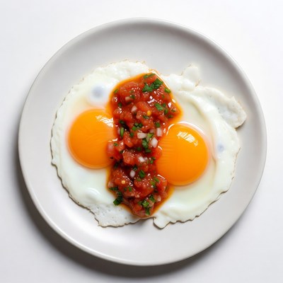 Sunny Side Up Eggs with Tomato Salsa