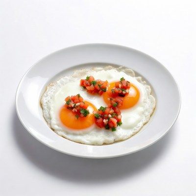 Sunny-side up eggs with salsa