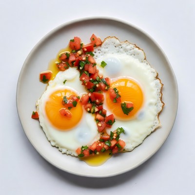 Sunny Side Up Eggs with Tomato Salsa