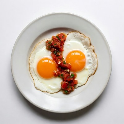 Sunny Side Up Eggs with Salsa