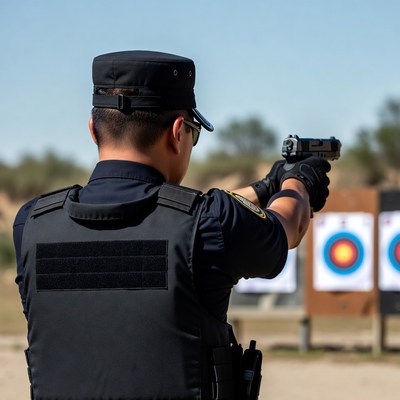 Police officer shooting targets