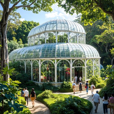 Glasshouse Palm House with Visitors