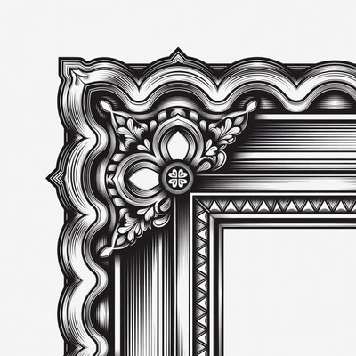 Ornate Black and White Picture Frame