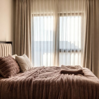 Cozy Bed with Sheer Curtains