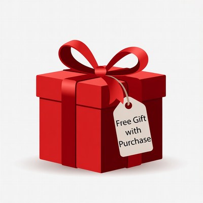 Red gift box with free gift tag