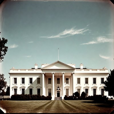 White House with manicured lawn