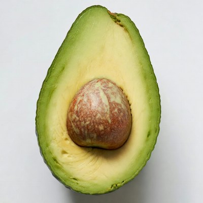 Avocado cut in half with pit