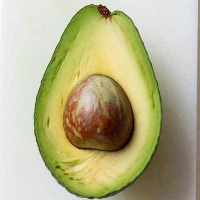 Sliced Avocado on White Background