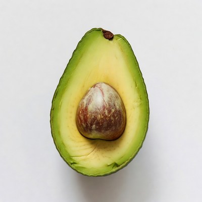 Sliced Avocado on White Background