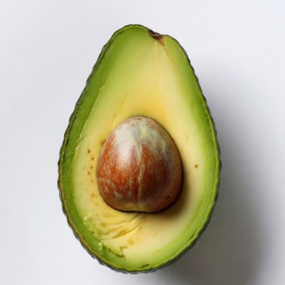 Sliced Avocado on White Background