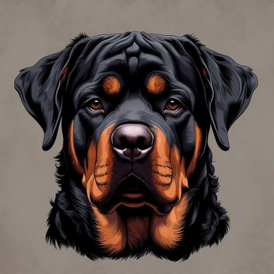Rottweiler dog portrait illustration