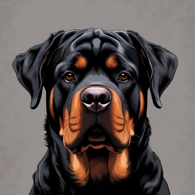 Rottweiler dog close-up illustration