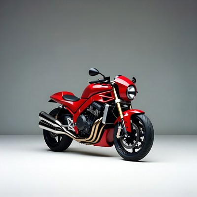 Red sport motorcycle on gray background