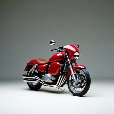 Red Cruiser Motorcycle on White Background