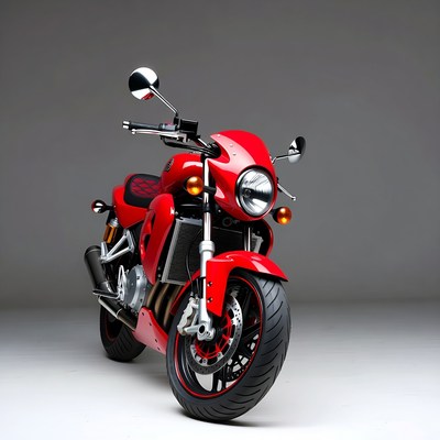 Red sport motorcycle on gray background