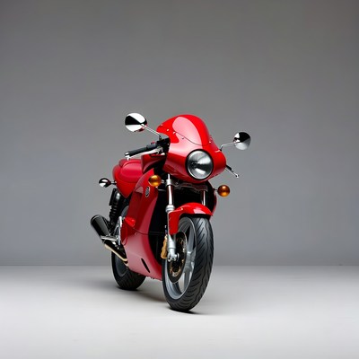 Red sport motorcycle front view