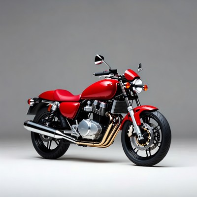 Red Kawasaki Motorcycle on Gray Background