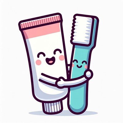 Cute Toothpaste Tube Hugging Toothbrush