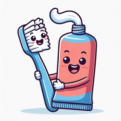 Cute Toothpaste Tube Holding Toothbrush