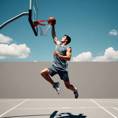 Man dunking basketball