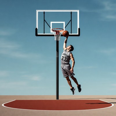 Man dunking basketball on hoop