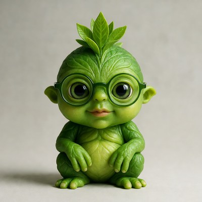 Green leaf baby wearing glasses