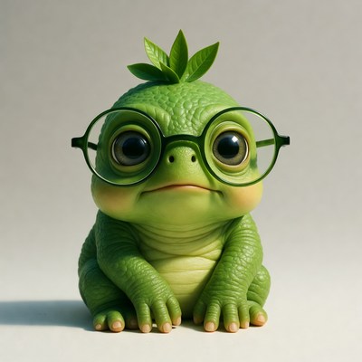 Cute baby frog wearing glasses