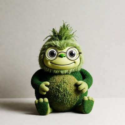 Green furry creature with glasses