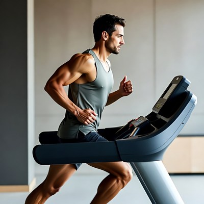 Man running on treadmill